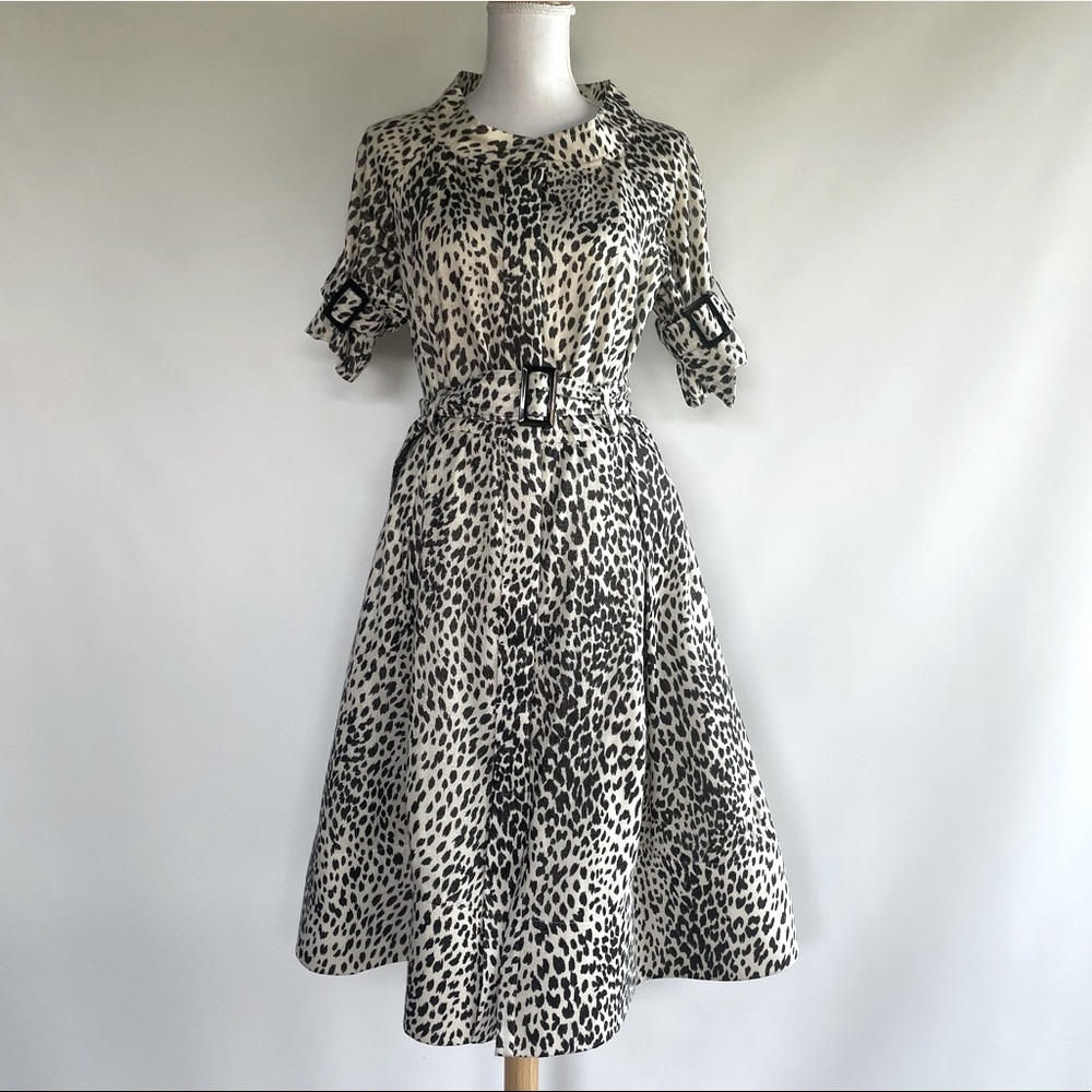 Charles Chang-Lima Cheetah Print Midi Shirt Dress - sz 8
